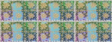 Doku arka planında altın duvar kâğıdı. Barok tarzında altın çiçekli süs. Damask kusursuz yinelenen arkaplan. Tarafsız renklerde altın element.