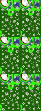 Kumaş desenli papatya çiçeği detayı. Yeşil renkte çiçekler.