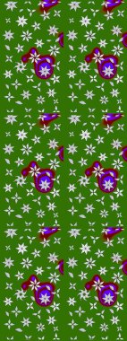 Yeşil renkli etnik çiçeklerle süslenmiş zarif bir eskiz şekli. Asya Tekstil 'inde Raster Çiçek İllüstrasyonu.