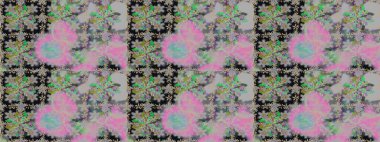 Raster illüstrasyonunda kusursuz çiçek deseni. Gri ve nötr renkte çiçekler.