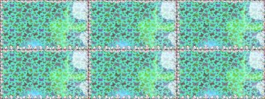 Mavi ve yeşil arka planda kelebek. Raster illüstrasyonu. Davetiye, kart ve parmak izi için basit kadınsı bir model. Kusursuz..