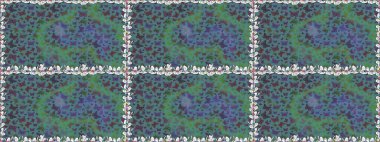 Kusursuz desen. Raster. Doğadaki güzellik. Kumaş, tekstil, baskı ve davetiye örnekleri. Mavi ve yeşil arka planda uçan güzel kelebek.