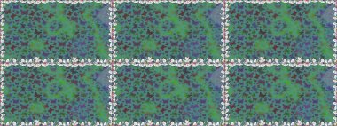 Raster illüstrasyonu. Erkekler, kızlar, elbiseler, duvar kağıtları için soyut, pürüzsüz desen. Mavi ve yeşil arka plandaki suluboya kelebeklerin. Fantezi sevimli illüstrasyon.