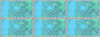 Kelebek desenli mavi ve yeşil. Kusursuz. Kumaş, kağıt, ambalaj kâğıdı ve duvar kağıdı tasarımı için harika bir arka plan. Raster..