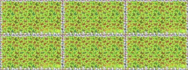 Kağıt, kumaş ve ambalaj için uygun. Kelebekli Raster çiçeksiz desen. Yeşil ve kahverengi renkli çizimler.