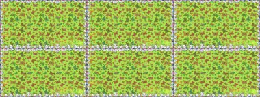 Kağıt, kumaş ve ambalaj için uygun. Kelebekli Raster çiçeksiz desen. Yeşil ve kahverengi renkli çizimler.