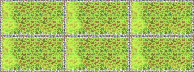 Raster. Kumaş, tekstil, baskı ve davetiye örnekleri. Kelebek deseni. Yeşil ve sarı arka planda bir resim. Kusursuz..