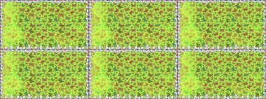 Raster. Kumaş, tekstil, baskı ve davetiye örnekleri. Kelebek deseni. Yeşil ve sarı arka planda bir resim. Kusursuz..