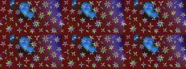 Kırmızı renklerde. Raster illüstrasyonu. Raster illüstrasyonundaki çiçek desenli çizim. Güzel kumaş deseni.