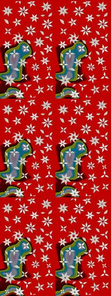 Kumaş desenli papatya çiçeği detayı. Kırmızı renkte çiçekler.