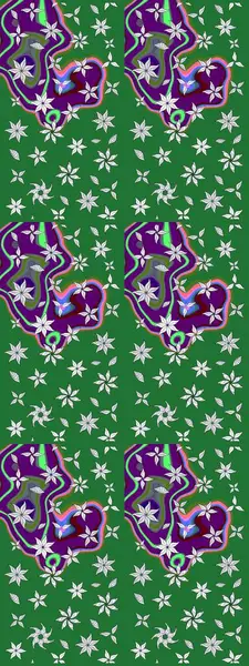 Çiçekli çiçek deseni, suluboya. Yeşil renkli çiçekler. Renkli Bahar temalı eskiz kalıbı. Düz Çiçek Elementleri Tasarım Raster illüstrasyonu.