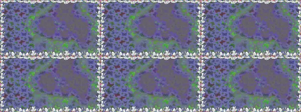 Kusursuz desen. Raster. Kağıt, kumaş ve ambalaj için uygun. Menekşe üzerinde kelebekler ve nötr şirin bir arka plan.