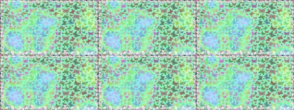 Mavi ve nötr renklerde illüstrasyon. Fantezi çizimi. Raster illüstrasyonu. Kelebeklerle güzel bir moda modeli. Moda sevimli kumaş tasarımı.