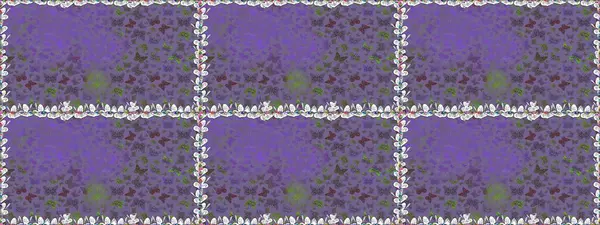 Duvar kağıdı için böcek dokusunun tekrarı. Bahar Kelebeği teması. Raster illüstrasyonu. Menekşe ve nötr üzerinde leke olan oldukça pürüzsüz kelebek dokusu..