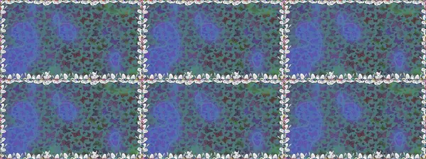 Raster illüstrasyonu. Raster. Mavi ve mor arkaplandaki suluboya kelebeklerden. Web sayfası geçmişleri, duvar kağıtları, tekstil ve yüzey dokuları için mükemmel. Kusursuz desen.