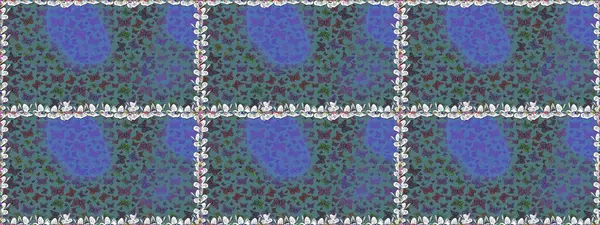 Şirin kelebek mavisi ve menekşe rengi raster deseni. Giysi tasarımı için dekorasyon. Kusursuz..