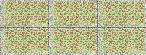 Raster illüstrasyonu. Albüm için resim. Renkli kelebeklerin kusursuz arka planı. Tarafsız ve bej renklerde sanat kelebekleri.