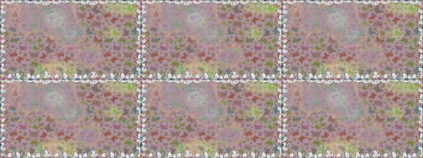 Tarafsız ve gri renkler üzerine Raster Arkaplan. Güzel Kelebek Siluetleriyle Moda Dekorasyonu. Kart, Davetiye ve Yazdırma için Şirin Kadınsı Desen. Renkli Kelebeklerle Bahar Arkaplanı.