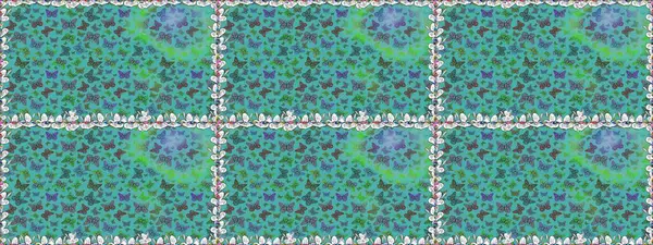 Kumaş, kağıt, ambalaj kâğıdı ve duvar kağıdı tasarımı için güzel bir arka plan. Renkli kelebeklerin kusursuz arka planı. Raster illüstrasyonu.