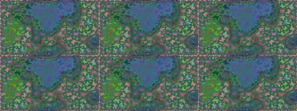 Mavi ve yeşil renklerdeki soyut sevimli kelebek. Raster illüstrasyonu. Kusursuz bir arka plan. Basit bir şekilde.