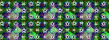 Kış konsepti Düz yatıyordu. Raster illüstrasyonu. Yeşil, mavi ve nötr renklerde kar tanelerinden oluşan kış deseni.