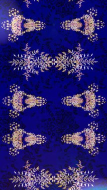 Çiçek Elementleri 'nin soyut geçmişi. Raster illüstrasyonu. Mavi, siyah ve nötr renkler üzerine tasarım. Raster kış deseni.