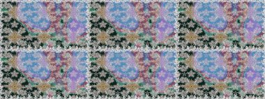 Çiçek ve yapraklı çiçek deseni. Raster illüstrasyonu. Küçük çiçekli şirin desen.