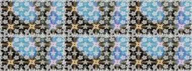 Düz Çiçek Elementleri Tasarımı. Gri ve mavi renkte çiçekler. Renkli Bahar Temalı Kusursuz Arkaplan. Raster illüstrasyonunda kusursuz çiçek deseni.