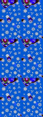 Raster çiçek desenleri çiziyor. Vadinin mavi renkli çiçekleri.