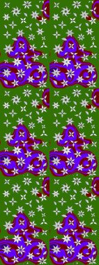 Çiçek desenli çizim. Güzel kumaş deseni. Asya tekstil tarzında. Renkli Bahar Teması eskiz kalıbı. Düz Çiçek Elementleri Tasarımı. Raster illüstrasyonu.