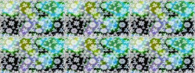 Tarafsız ve yeşil kıvırcık çiçekler tarafsız ve yeşil renklerde şekillenir. Klasik çiçek tasarımı elementleri. Raster illüstrasyonu.