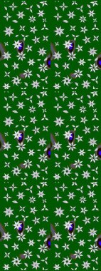 Yeşil renkli etnik çiçeklerle süslenmiş zarif bir eskiz şekli. Asya Tekstil 'inde Raster Çiçek İllüstrasyonu.