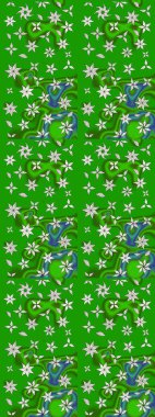 Düz Çiçek Elementleri Tasarımı. Yeşil renkli çiçekler. Raster illüstrasyonundaki çiçek desenli çizim. Renkli Bahar Teması çizim şablonu.