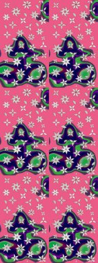 Raster resim. Güzel kumaş deseni. Doodle çiçekler ve dalları, otlar ve çiçekler. Elle çizilmiş.