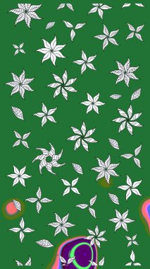 Gömlek, arka plan modelini çiz. Yeşil renkli çiçekler. Tropik çiçekler.