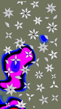 Raster çiçek izi. Raster Yumuşak kumaş deseni. Çiçek yeşili eskiz deseni. Klasik taslak çizimi.