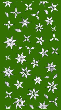 Çiçekli çiçek deseni, suluboya. Renkli Bahar Teması eskiz kalıbı. Raster illüstrasyonu. Düz Çiçek Elementleri Tasarımı. Yeşil renkte çiçekler.