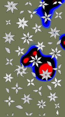 Raster Modaya uygun kumaş deseni. Düz Çiçek Elementleri Tasarımı. Yeşil renkli şirin çiçek deseni. Renkli Bahar Teması çizim şablonu.