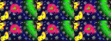 Bahar çiçekleriyle güzel bir çiçek deseni çizmişsin. Raster illüstrasyonu. Güzel kumaş deseni.