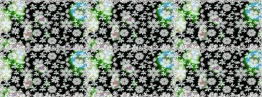 Siyah ve gri renkli çiçekler. Çiçekli karalama şeklinde Raster çiçek deseni. Nazik, narin çiçek arkaplanı.