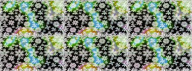 Tarafsız ve siyah renklerde etnik çiçeklerle kusursuz bir desen. Raster Çiçek İllüstrasyon Şirin Tekstil.