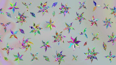 Raster çiçek desenli çiçek deseni, yapraklar, dekoratif elementler, sıçrama, lekeler, el çizimi kontur çizgileri ve Doodle çizim stili, grafik raster çizim çizimi.