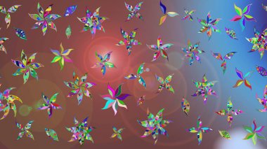 Kahverengi renkli çiçekler. Raster illüstrasyonunda çiçek deseni çizimi.