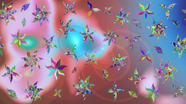 Düz Çiçek Elementleri Tasarımı. Sevimli çiçek raster deseni. Renkli Yaz Temalı eskiz kalıbı. Modaya uygun kumaş deseni.