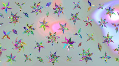 Çiçeksel elementlerle süslenmiş zarif raster dokusu. Gri renkler ve parlak çiçekler üzerine soyut çizim deseni. Küçük çiçekte şirin bir çiçek deseni var..