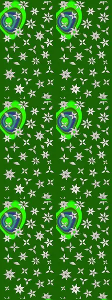 Yeşil renkli çiçekler. Düz Çiçek Elementleri Tasarımı. Renkli Bahar Teması eskiz kalıbı. Raster illüstrasyonu. Çiçekli çiçek deseni, suluboya..