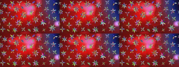 Küçük renkli çiçekler. Motley illüstrasyonu. Küçük çiçekte güzel bir desen. Kırmızı çiçekli bahar çiçekleri. Moda baskıları için zarif bir şablon.