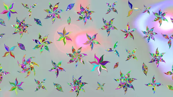 Çiçeksel elementlerle süslenmiş zarif raster dokusu. Gri renkler ve parlak çiçekler üzerine soyut çizim deseni. Küçük çiçekte şirin bir çiçek deseni var..