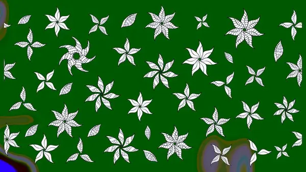 Yeşil renkli çiçekler. Raster illüstrasyonu. Çiçek süslemeli çizim deseni.