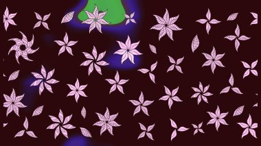 Düz Çiçek Elementleri Tasarımı. Kahverengi renkli çiçekler. Renkli Bahar Teması eskiz kalıbı. Çiçekle çizim deseni.